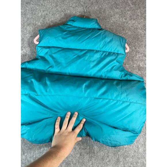 Vintage 70s LL Bean Puffer Vest Womens Large Blue Snap Up Goose Down Insulated - Picture 6 of 8